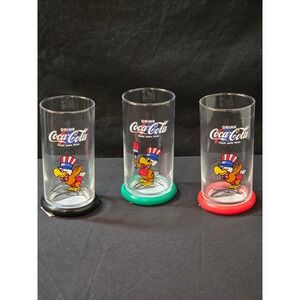 Coca Cola Olympic Games Glasses 1984 Los Angeles Sam The‎ Eagle Set of 3